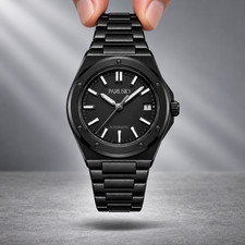 PARUSIO NH35 Automatic 40mm Black Dial Sapphire Black Steel Bracelet Date 30m