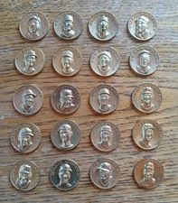 1969 Citgo Baseball Coins Full Set (20) w/Aaron, Rose, Killebrew, Santo, McCovey