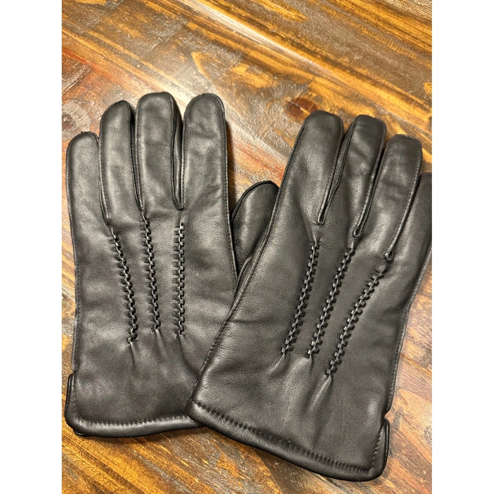 Black Leather Gloves XL Thinsulate Insulated Fleece Lined Winter Warm Woman's