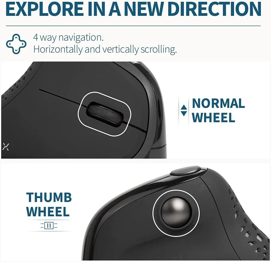 DELUX Seeker Ergonomic Mouse Wireless, Vertical Mouse with OLED Screen, 6 Button - Image 3 of 4