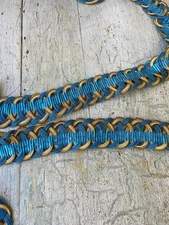 Antique Silk blue French passementerie Trim hand made metal core border The Tex