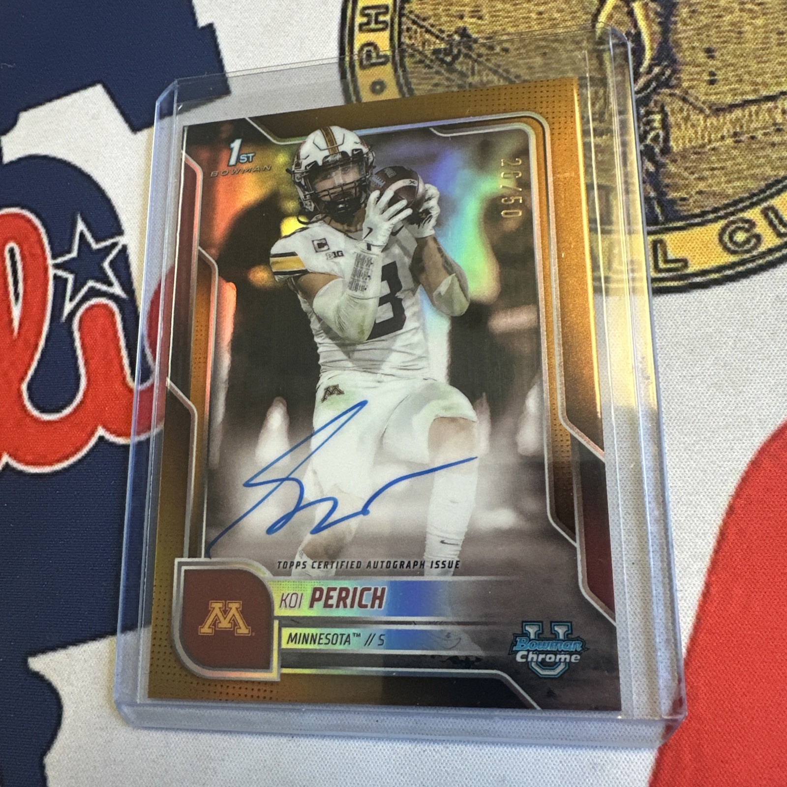 2025 Bowman U Chrome GOLD Koi Perich Minnesota #BCA-KP Auto /50