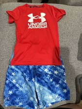 Under Armour Boys' Swim Set Size 7 Rash Guard and Swim Trunks