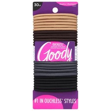 Goody Ouchless Elastic Hair Ties - 30 Ct, 30 Count Pack of 1 , Neutrals