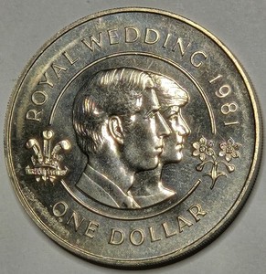 1981 BERMUDA QEII $1 KM-28 N-20502 ROYAL WEDDING BU ORIGINAL REFLECTIVE P/L