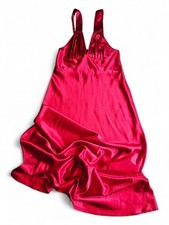 Frederick  s of Hollywood Red Satin Slip Dress Small Pleated Bust Lingerie Y2K