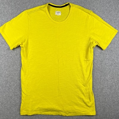 Rag & Bone New York Shirt Short Sleeve Crew Neck Medium Mens Yellow Cotton
