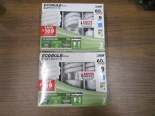 (6) 60W Mini Spiral Compact Fluorescent Standard Base Soft White Light Bulbs