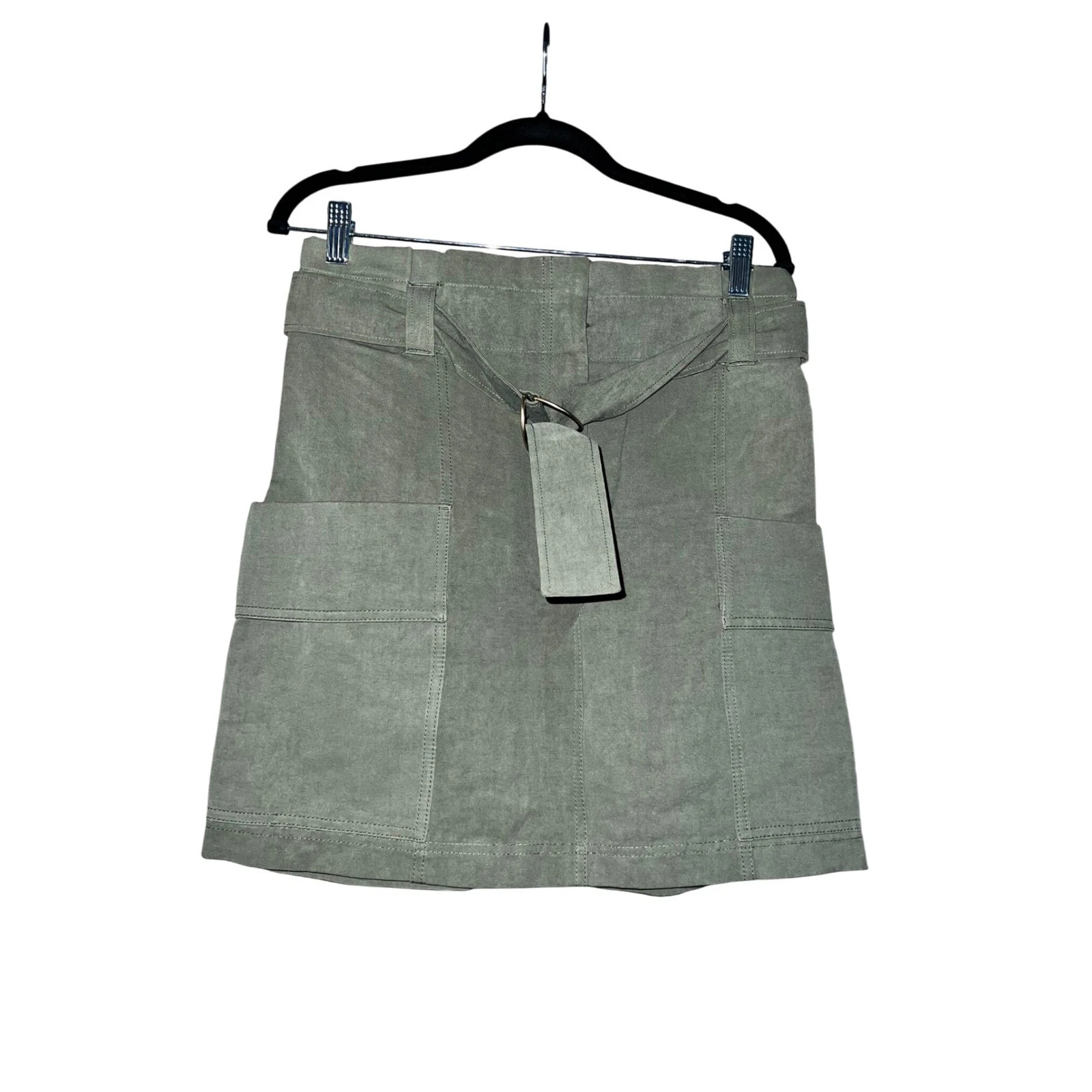 A.L.C. Olive Green Mini Skirt Utility Pockets Belted Casual Stylish