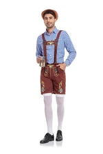 Authentic Bavarian Lederhosen Oktoberfest Costume German Blue Outfit