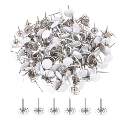 0,43'' Push Pins, 200er Pack Flache Runde Kopf Push Pin mit Metallspitze, Weiß