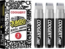 Coogert 3Pcs Silver Jumbo Poster Markers, 15MM Thick Permanent Acrylic