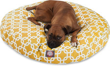 Yellow Links Large round Indoor Outdoor Pet Dog Bed with Removable Washable Cove