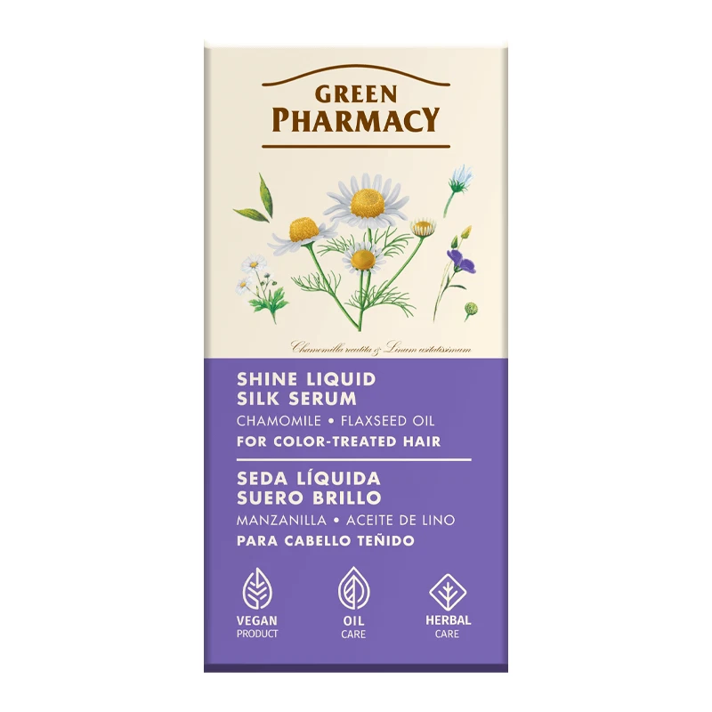 GREEN PHARMACY LIQUID SILK SERUM FOR COLOR-TREATED HAIR CHAMOMILE & FLAXSEED OIL