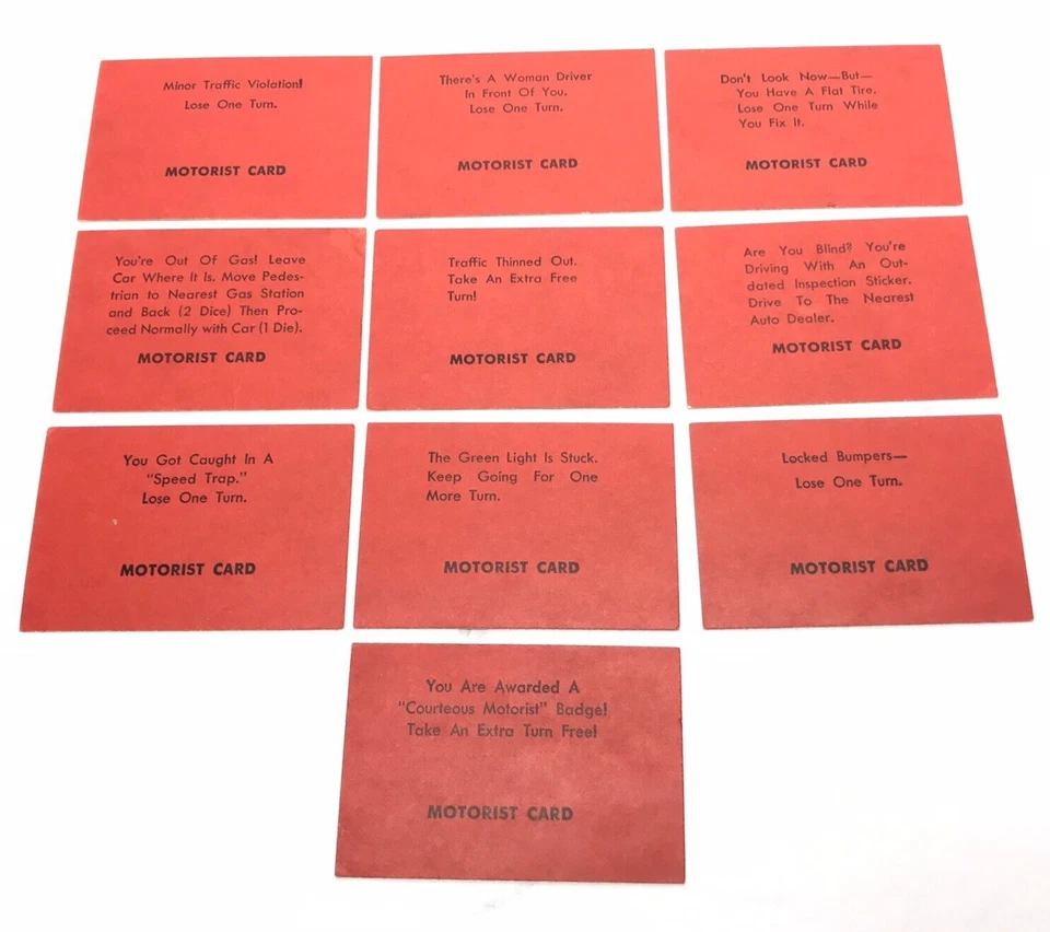 1960 Park And Shop Board Game Orig. Replacement Parts 10 Red Motorist Cards - Image 2 of 4