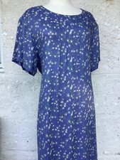 Vintage 90s Dress New with Tags 1X Tie Periwinkle Rayon Prairie Grunge