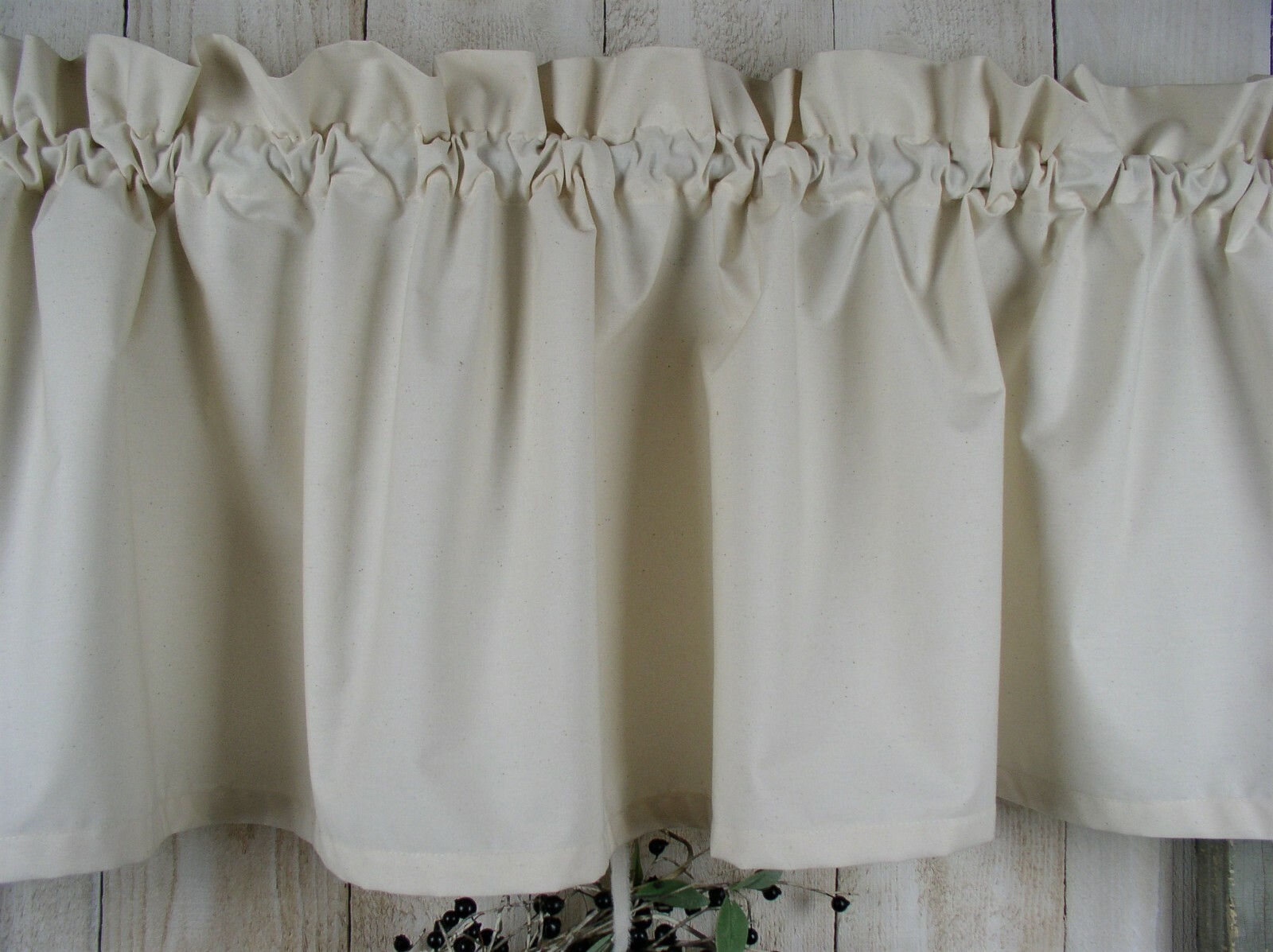 80"W Natural Muslin Door Valance Super Weight Cotton Classic Country