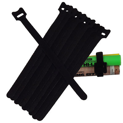 10x Hook + Loop Guitar PC Mic Cable Wire Cord Straps Ties Organizer Fastener BLK