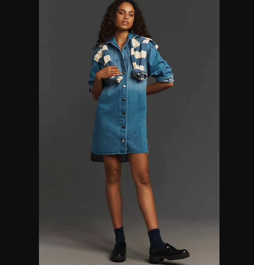 porridge denim dress Porridge Denim Hardware Midi Dress