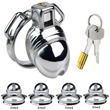4 sizes Male Stainless Steel Chastity Device Mamba Cage Standard Metal Lock Belt