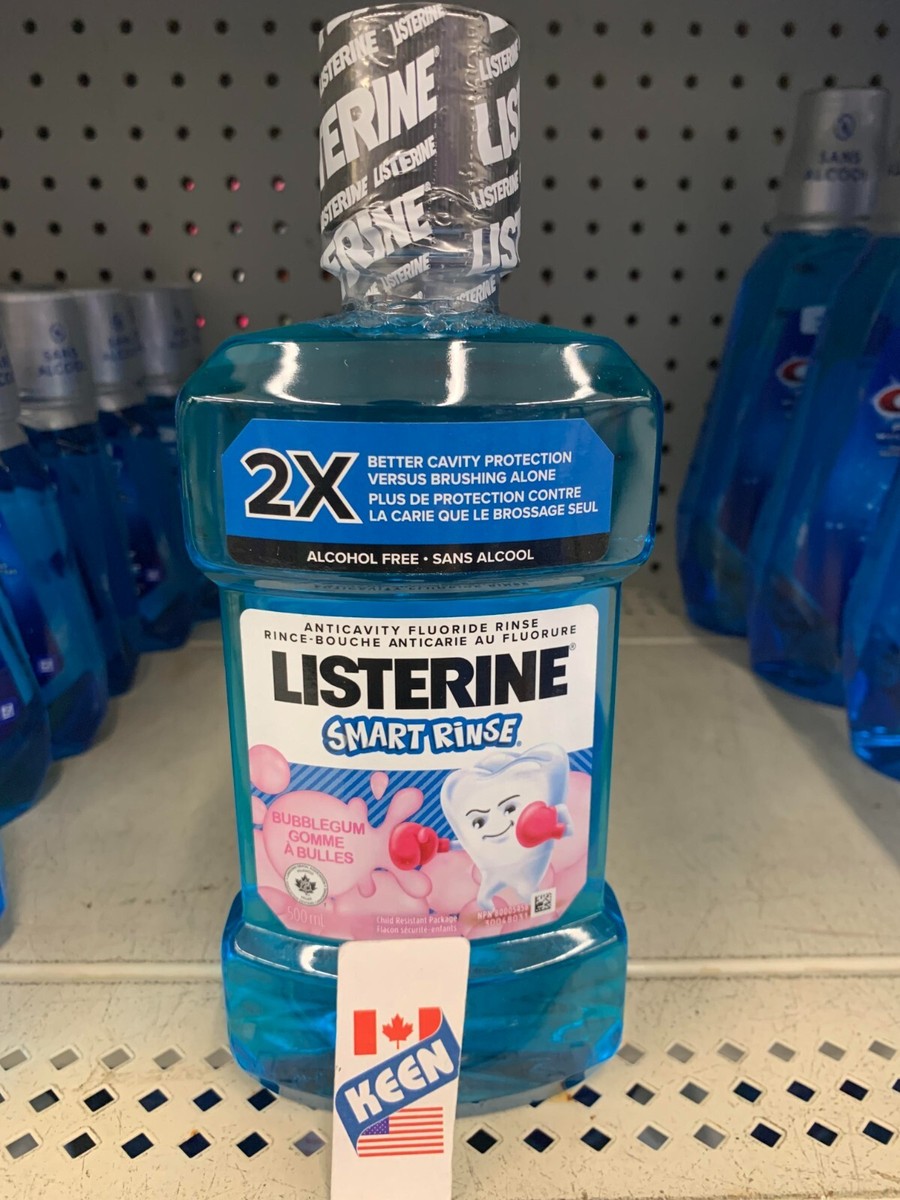 AiWaWa CA, Listerine Smart Rinse Kids Mouthwash 500 mL, Bubble Gum