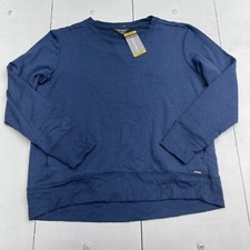 Eddie Bauer Navy Blue Fleece Crew Neck Sweater Women s Size Medium New