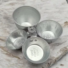 Aluminum Measuring Cups Set 4 Pc 1 1/2 1/3 1/4 Cup Dessert Kitchen Light Durable
