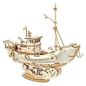 3D Wooden Puzzle Model TG308 Fishing Ship by Hands Craft ROKR Robotime