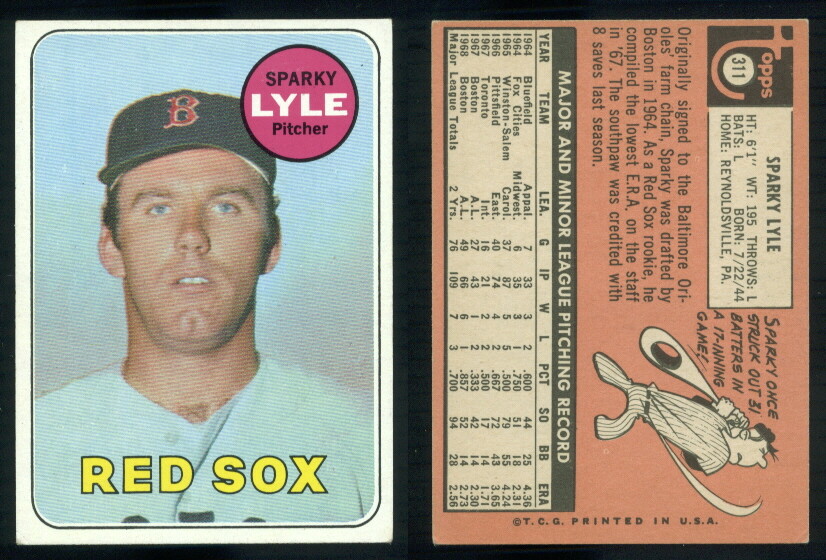 林ページ 57923) 1969 Topps 311 Sparky Lyle RC Red Sox-EX | eBay