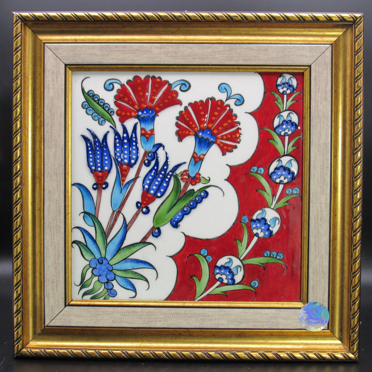 トルコ ヴィンテージ*Kutahyaキュタフヤ陶器*ハンドペイントフラワー