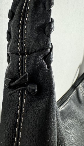 Bolso de Hombro Hobo Tignanello Cuero Suave Genuino Minimalista Amplio Negro - Imagen 6 de 10
