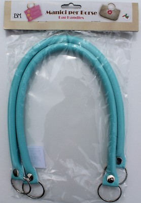 1 Paar hochwertige Taschengriffe, lederoptik, glatt, türkis, 55cm