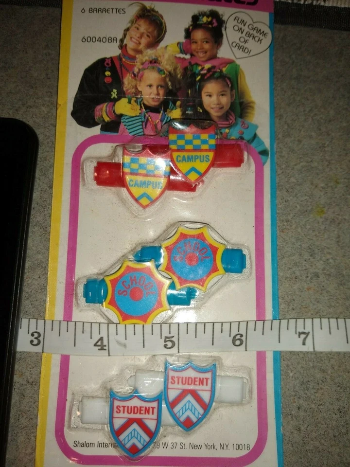 Pinzas de pasador de pelo COLOR MATES vintage años 80-90. Tema raro de escuela, campus Foto 4 de 4