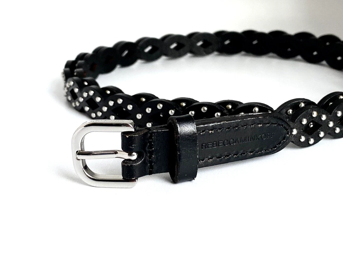 Rebecca Minkoff Black Genuine Leather Milan Dome Studded Belt Adjustable DOME STUDDED BLACK LEATHER BELT – THE CAST main image 2