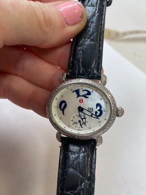 Michele, CSX, Women\'s Diamond stainless steel Watch#MW03E01 Michele CSX Blue MOP Dial Diamond Bezel 35mm Quartz Watch  main image 4
