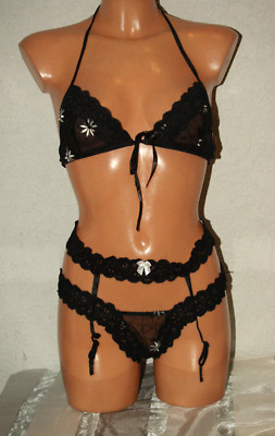 DESSOUS-SET * BH & Höschen & Tanzgürtel, Straps 3 tlg.  La finesse Dessous M/L