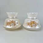 2 Vintage Glass Lamp Shades Floral Carnival Orange 5 3/4"H & W 2" Fitters MCM