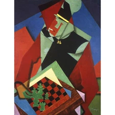 PAINTING METZINGER SOLDIER AT A GAME OF CHESS 12x16 " POSTER ART PRINT HP3376