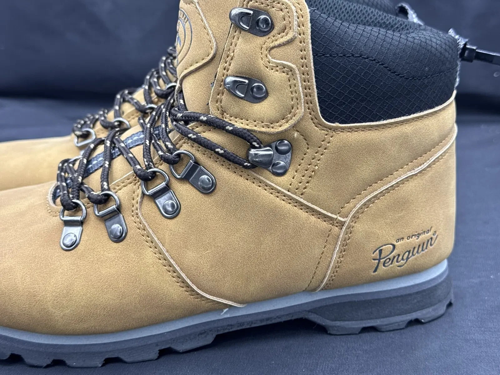 Original Penguin Mens Hiking Walking Boots UK 7 EU 41 Tan Brown Rugged Lace Up image 4