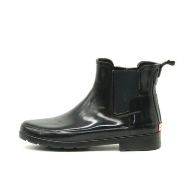 Hunter Damen Original Chelsea Stiefel Schwarz Gummi Knöchelhoch Logo Boots EU 38