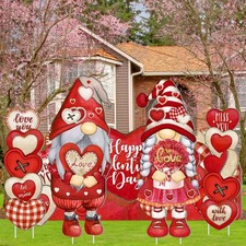 5 Pcs Valentine's Day Yard Signs Outdoor Valentines Decorations Large Gnomes Red