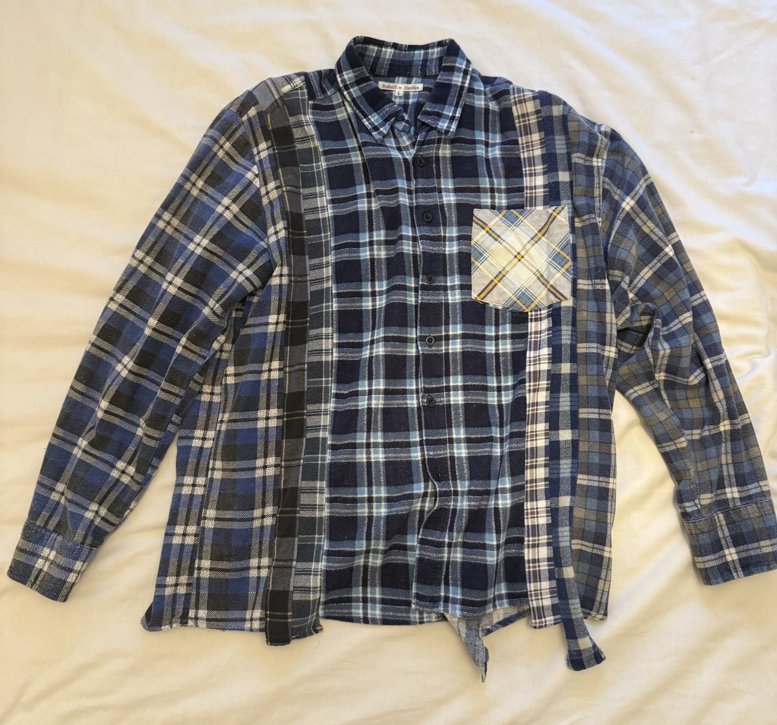 Rebuild By Needles 7-Cut Flannel - Multi-coloured (Blue)  - Size L