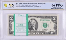 BEP FULL PACK $2 2003 FRN MINNEAPOLIS PCGS 66PPQ FR.1937-I  100 CONSECUTIVE