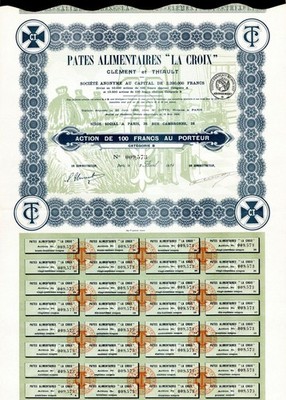 Pates Alimentaires 'La Croix' - Stock Certificate - Foreign Stocks