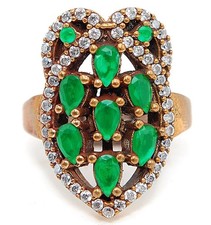 Ottoman Empire Style 3CT Treated Emerald 925 Sterling Silver Ring Sz 8 BT2