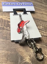 AlexX  Finders KEY PURSE COWBOY HAT BOOT RED Hang Tag Keychain clip ENAMEL NEW