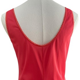 Vintage 60s Germany Triumph Int. Coral Nylon & Lace Mini Slip Dress Women Size S