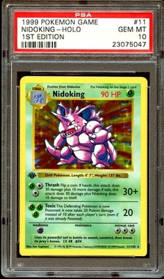 PSA 10 GEM MINT Nidoking 11/102 HOLO RARE Base Set 1ST EDITION