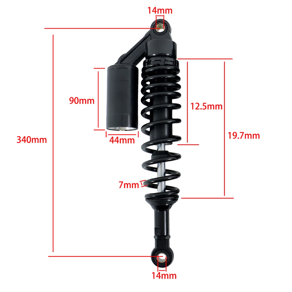 Amortiguador de suspensión amortiguador trasero 2x 13,5"" 340 mm para Honda Yamaha Foto 2 de 4