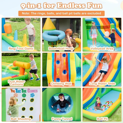 Inflatable Water Slide Giant Water Park for Kids Backyard Fun without Blower - Picture 7 of 10